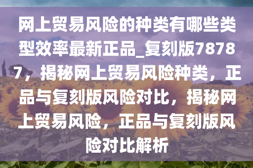 网上贸易风险的种类有哪些类型效率最新正品_复刻版78787，揭秘网上贸易风险种类，正品与复刻版风险对比，揭秘网上贸易风险，正品与复刻版风险对比解析