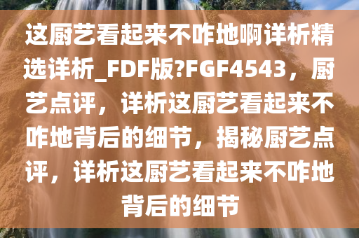 这厨艺看起来不咋地啊详析精选详析_FDF版?FGF4543，厨艺点评，详析这厨艺看起来不咋地背后的细节，揭秘厨艺点评，详析这厨艺看起来不咋地背后的细节