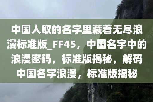 中国人取的名字里藏着无尽浪漫标准版_FF45，中国名字中的浪漫密码，标准版揭秘，解码中国名字浪漫，标准版揭秘