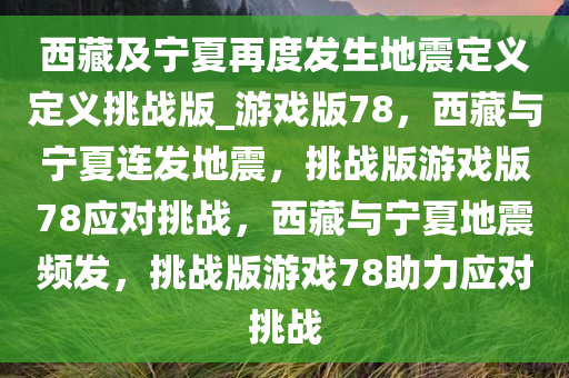 西藏及宁夏再度发生地震定义定义挑战版_游戏版78，西藏与宁夏连发地震，挑战版游戏版78应对挑战，西藏与宁夏地震频发，挑战版游戏78助力应对挑战