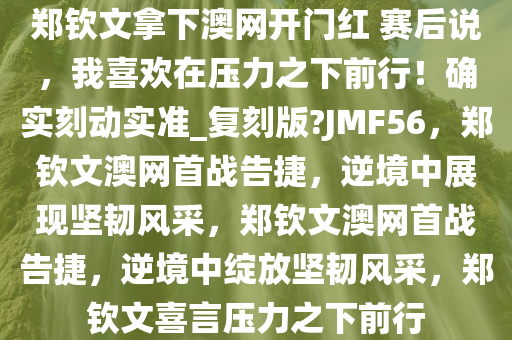 郑钦文拿下澳网开门红 赛后说，我喜欢在压力之下前行！确实刻动实准_复刻版?JMF56，郑钦文澳网首战告捷，逆境中展现坚韧风采，郑钦文澳网首战告捷，逆境中绽放坚韧风采，郑钦文喜言压力之下前行