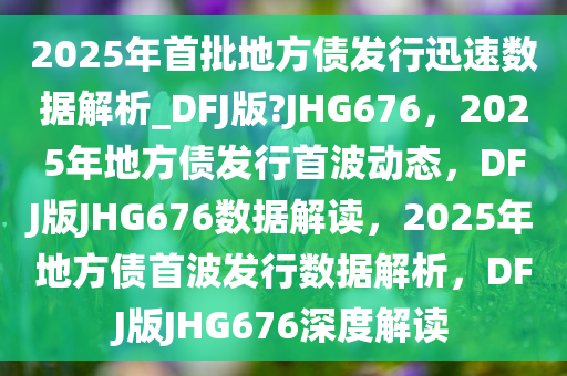 2025年首批地方债发行迅速数据解析_DFJ版?JHG676，2025年地方债发行首波动态，DFJ版JHG676数据解读，2025年地方债首波发行数据解析，DFJ版JHG676深度解读