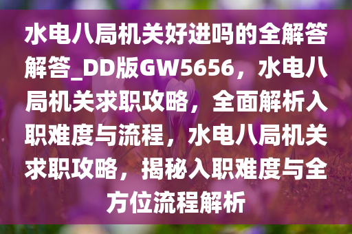 水电八局机关好进吗的全解答解答_DD版GW5656，水电八局机关求职攻略，全面解析入职难度与流程，水电八局机关求职攻略，揭秘入职难度与全方位流程解析