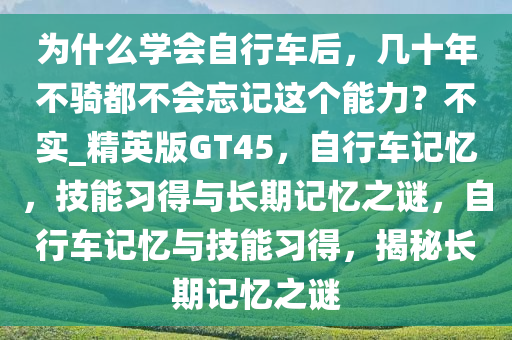 为什么学会自行车后，几十年不骑都不会忘记这个能力？不实_精英版GT45，自行车记忆，技能习得与长期记忆之谜，自行车记忆与技能习得，揭秘长期记忆之谜