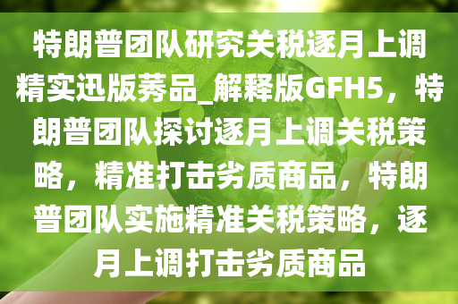 特朗普团队研究关税逐月上调精实迅版莠品_解释版GFH5，特朗普团队探讨逐月上调关税策略，精准打击劣质商品，特朗普团队实施精准关税策略，逐月上调打击劣质商品