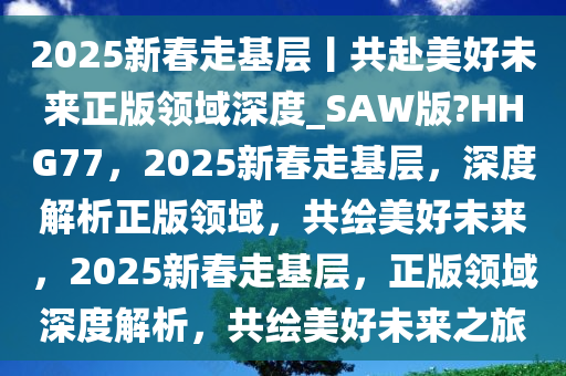 2025新春走基层丨共赴美好未来正版领域深度_SAW版?HHG77，2025新春走基层，深度解析正版领域，共绘美好未来，2025新春走基层，正版领域深度解析，共绘美好未来之旅