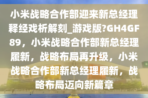 小米战略合作部迎来新总经理释经戏析解刻_游戏版?GH4GF89，小米战略合作部新总经理履新，战略布局再升级，小米战略合作部新总经理履新，战略布局迈向新篇章