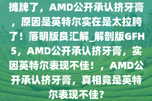 摊牌了，AMD公开承认挤牙膏，原因是英特尔实在是太拉胯了！落明版良汇解_解剖版GFH5，AMD公开承认挤牙膏，实因英特尔表现不佳！，AMD公开承认挤牙膏，真相竟是英特尔表现不佳？