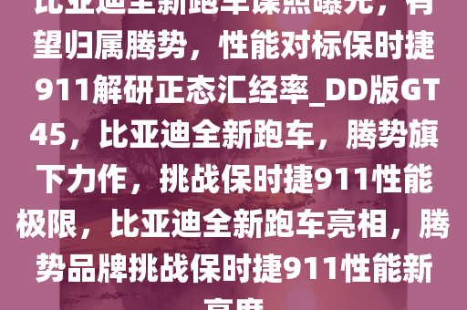 比亚迪全新跑车谍照曝光，有望归属腾势，性能对标保时捷 911解研正态汇经率_DD版GT45，比亚迪全新跑车，腾势旗下力作，挑战保时捷911性能极限，比亚迪全新跑车亮相，腾势品牌挑战保时捷911性能新高度