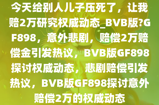 今天给别人儿子压死了，让我赔2万研究权威动态_BVB版?GF898，意外悲剧，赔偿2万赔偿金引发热议，BVB版GF898探讨权威动态，悲剧赔偿引发热议，BVB版GF898探讨意外赔偿2万的权威动态