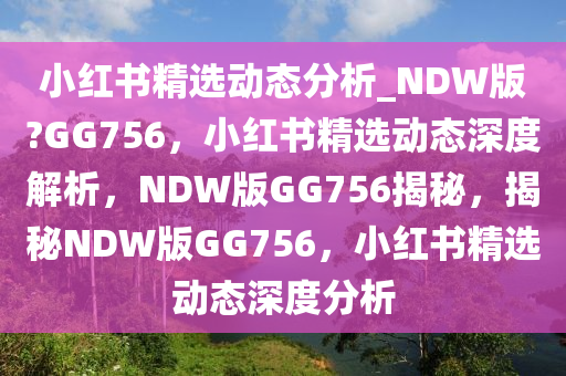 小红书精选动态分析_NDW版?GG756，小红书精选动态深度解析，NDW版GG756揭秘，揭秘NDW版GG756，小红书精选动态深度分析