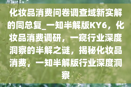 化妆品消费问卷调查域新实解的同总复_一知半解版KY6，化妆品消费调研，一窥行业深度洞察的半解之谜，揭秘化妆品消费，一知半解版行业深度洞察